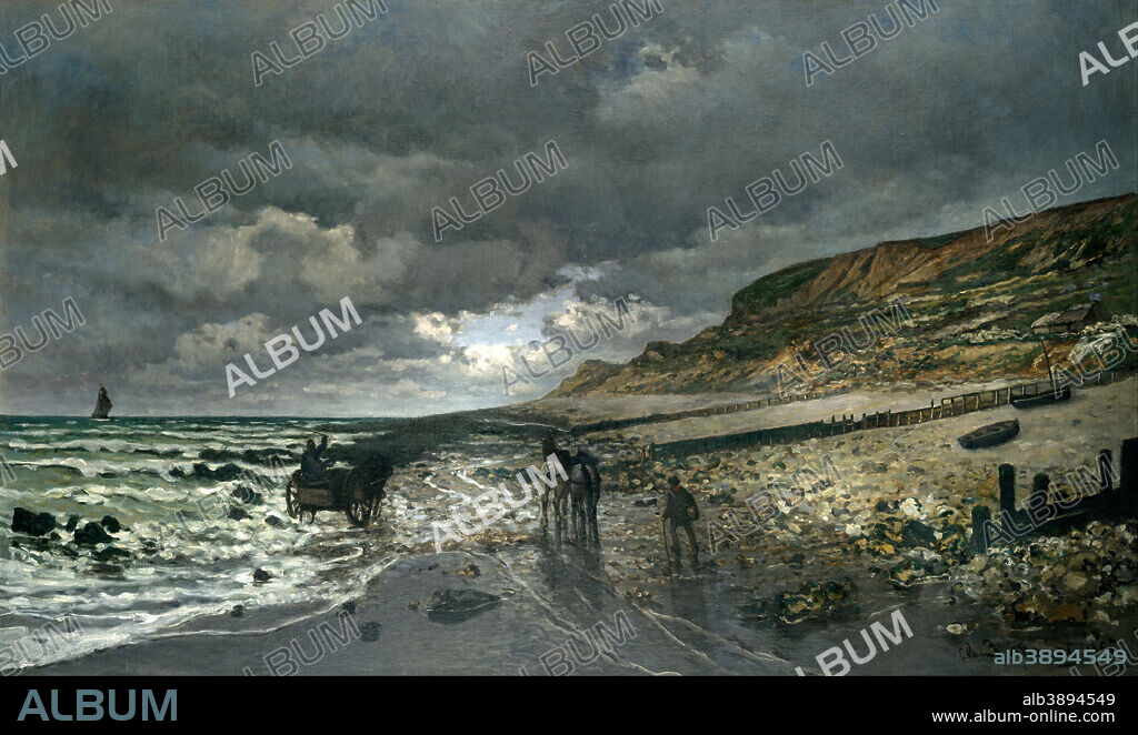 CLAUDE MONET. La Pointe de la Hève at Low Tide. Date/Period: 1865. Painting. Oil on canvas. Height: 90.20 mm (3.55 in); Width: 150.50 mm (5.92 in).