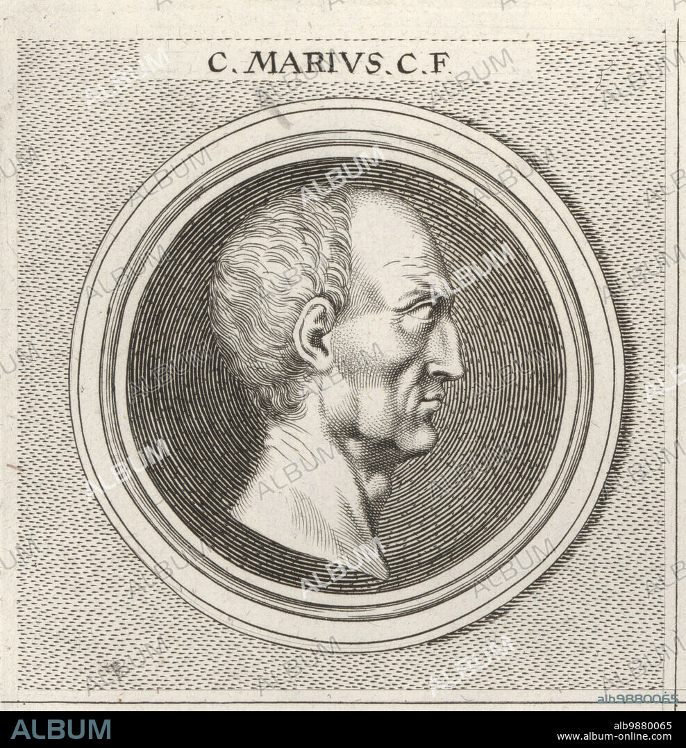Gaius Marius, Roman general and politican, c.157-86 BC. Victor of the Cimbric and Jugurthine wars, he held the office of consul an unprecedented seven times. C. Marius C.F. Copperplate engraving after an illustration by Joachim von Sandrart from his LAcademia Todesca, della Architectura, Scultura & Pittura, oder Teutsche Academie, der Edlen Bau- Bild- und Mahlerey-Kunste, German Academy of Architecture, Sculpture and Painting, Jacob von Sandrart, Nuremberg, 1675.