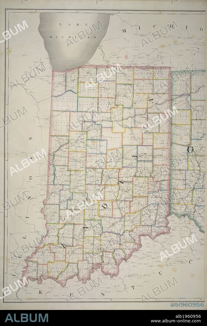 JOHN ARROWSMITH y D. H. BURR. Indiana. The American Atlas; exhibiting the Post Offices, P. [Washington, D.C.] : D.H. Burr, July 10th, 1839. Map of Indiana.  Image taken from The American Atlas; exhibiting the Post Offices, Post Roads, Rail Roads, Canals, and the Physical & Political Divisions of the United States of North America; Constructed from the Government Surveys & other Official Materials. By D.H. Burr. John Arrowsmith [del].  Originally published/produced in [Washington, D.C.] : D.H. Burr, July 10th, 1839. . Source: Maps.145.e.8, no.20. Language: English.