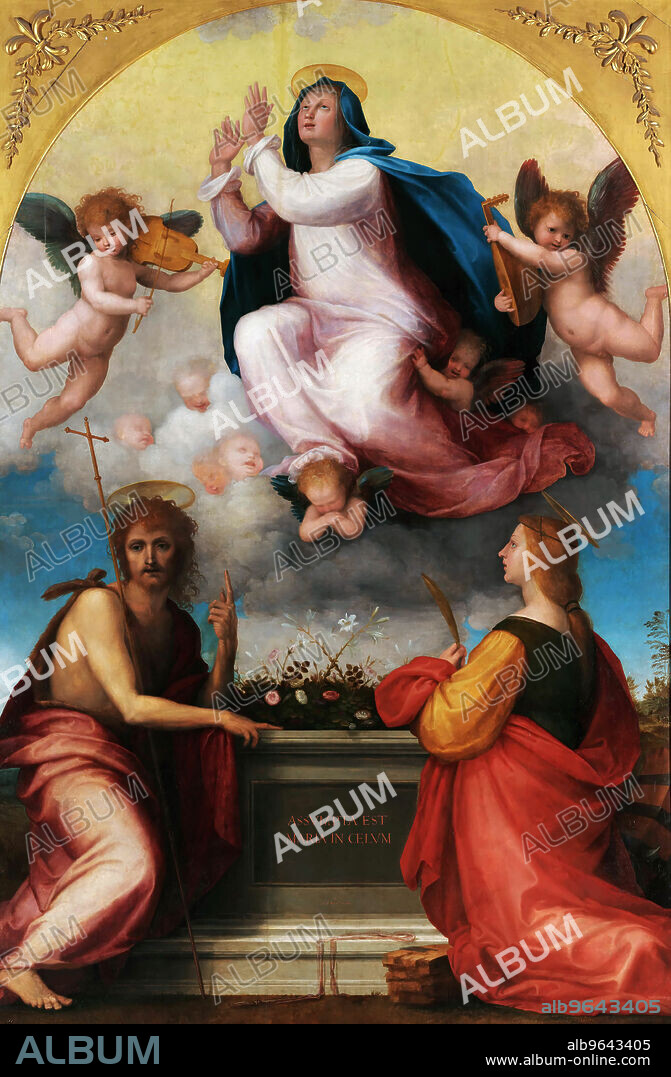 FRA BARTOLOMEO. Assumption of the Virgin with Saint John the Baptist and Saint Catherine of Alexandria.