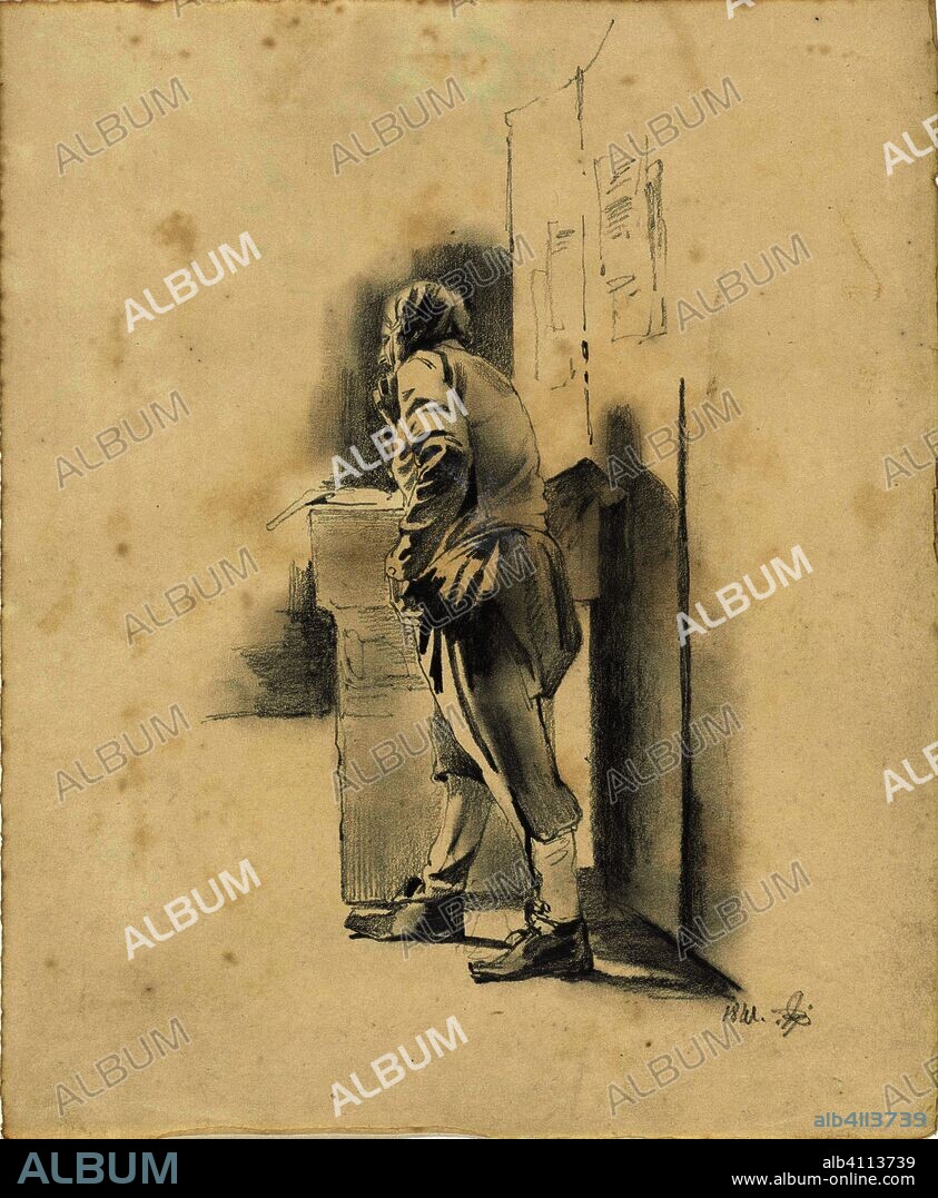 Standing man, leaning. Draughtsman: Pieter van Loon. Dating: 1841. Measurements: h 249 mm × w 206 mm.