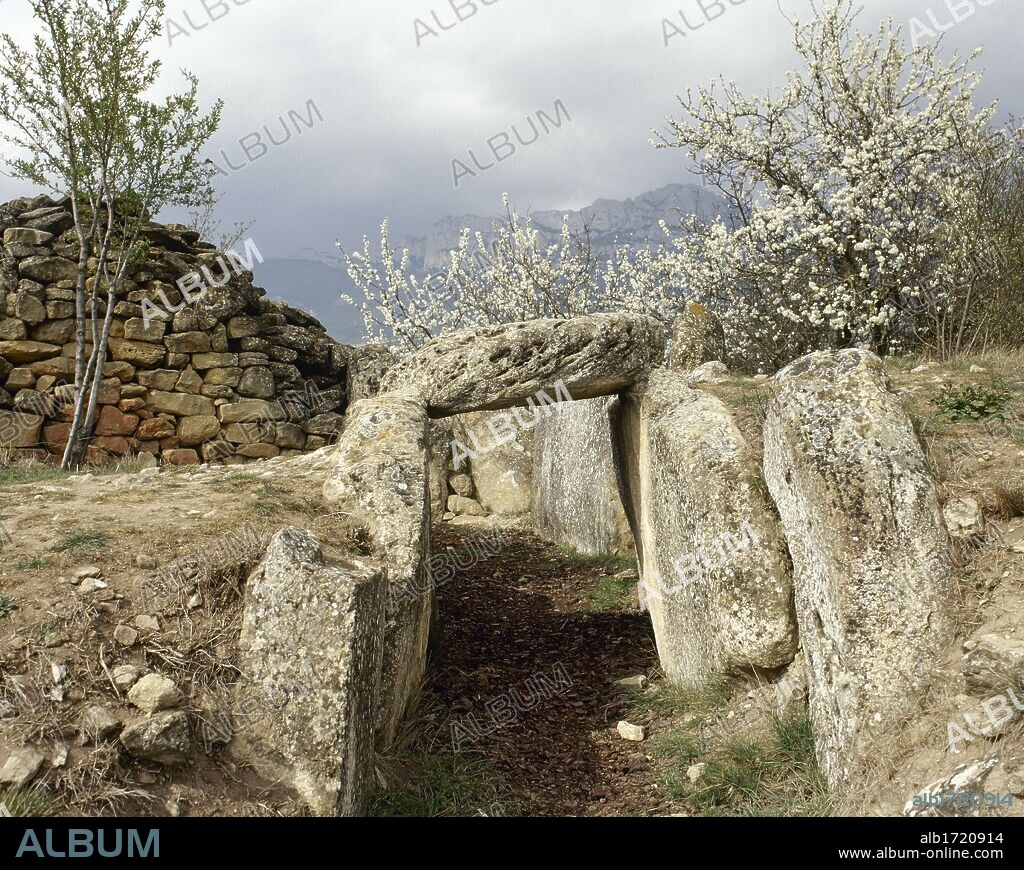 ARTE PREHISTORICO. NEOLITICO. ESPAÑA. DOLMEN DE SAN MARTIN. Alrededores de LAGUARDIA (BIASTERI). Comarca de la Rioja Alavesa. Provincia de Alava. País Vasco.