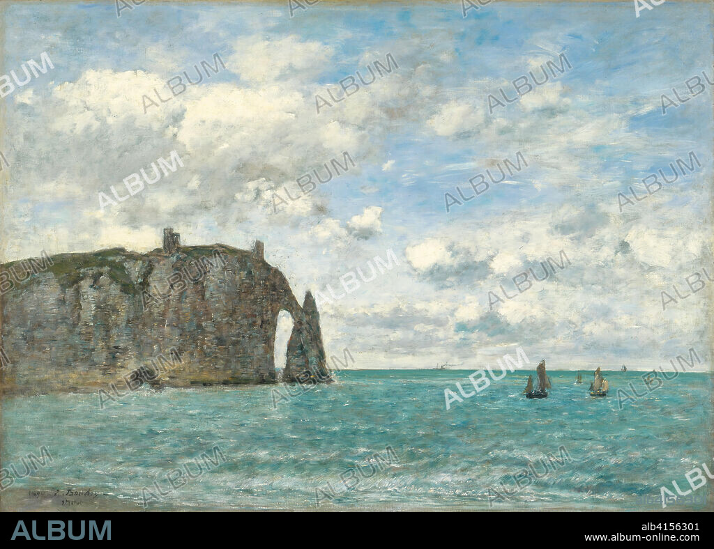 EUGÈNE BOUDIN. Eugène Boudin (Honfleur, 1824-Deauville, 1898). Étretat. El acantilado de Aval (1890). Óleo sobre lienzo. 79,9 x 109,9 cm.