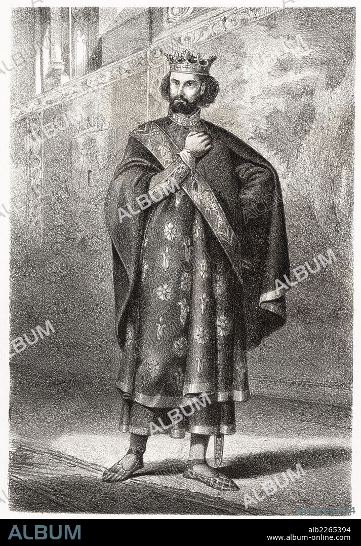 Historia de España. Enrique II de Trastamara (1333-1379), rey de Castilla. Grabado de 1872.