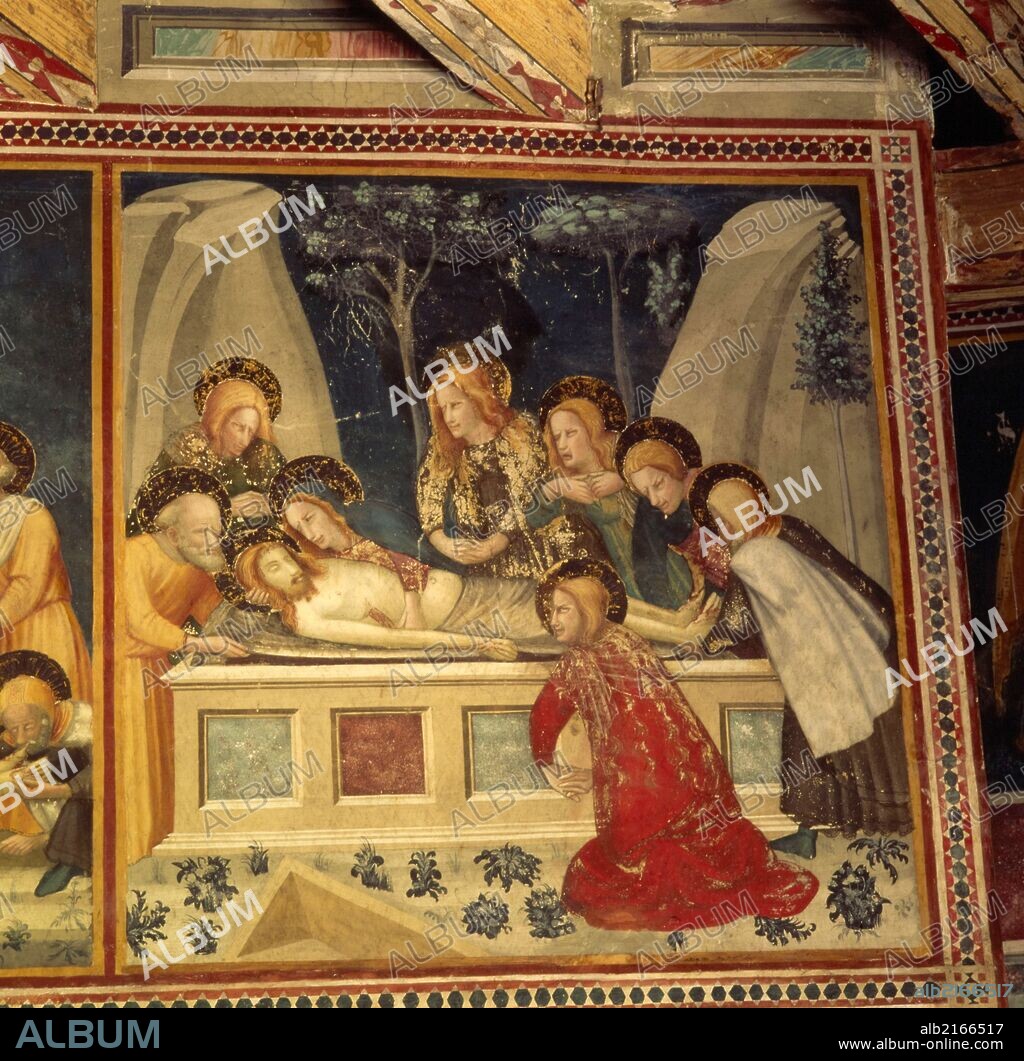 JAUME FERRER BASSA. Pintura mural al óleo de la Capilla de San Miguel de Pedralbes, Barcelona. Gótico.