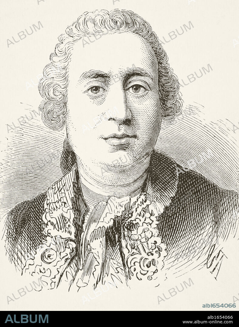 David Hume 1711 to 1776. Scottish historian and philosopher. From The National and Domestic History of England by William Aubrey published London circa 1890.