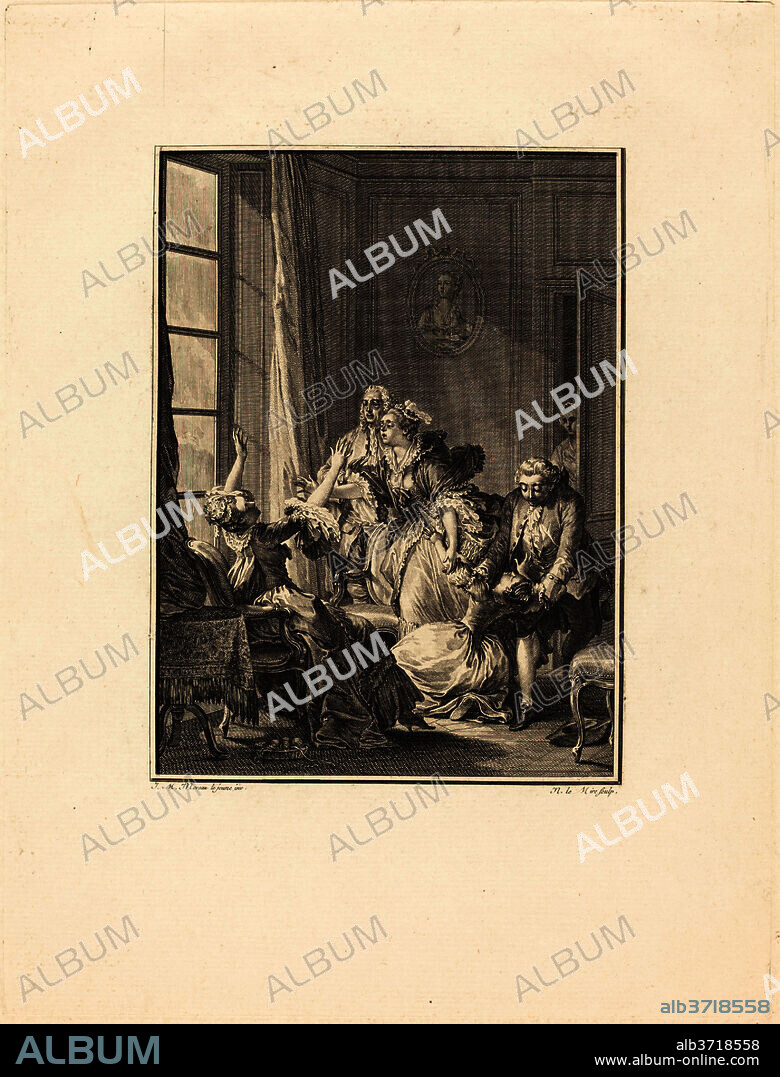 NOëL LE MIRE AFTER JEAN-MICHEL MOREAU. Julie s'évanouit dans un fauteuil. Medium: etching and engraving.