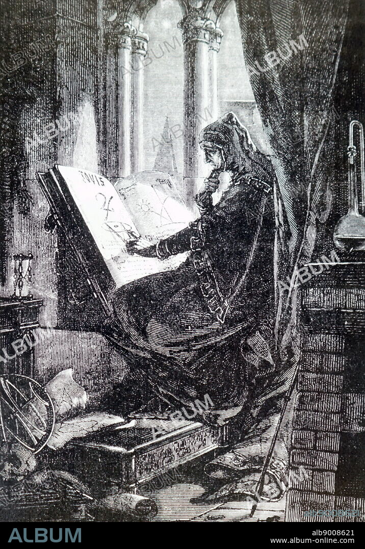 Illustration depicting an astrologer working out the influence of Jupiter by Camille Flammarion (1842-1925) a French astronomer and author. Dated 19th Century.