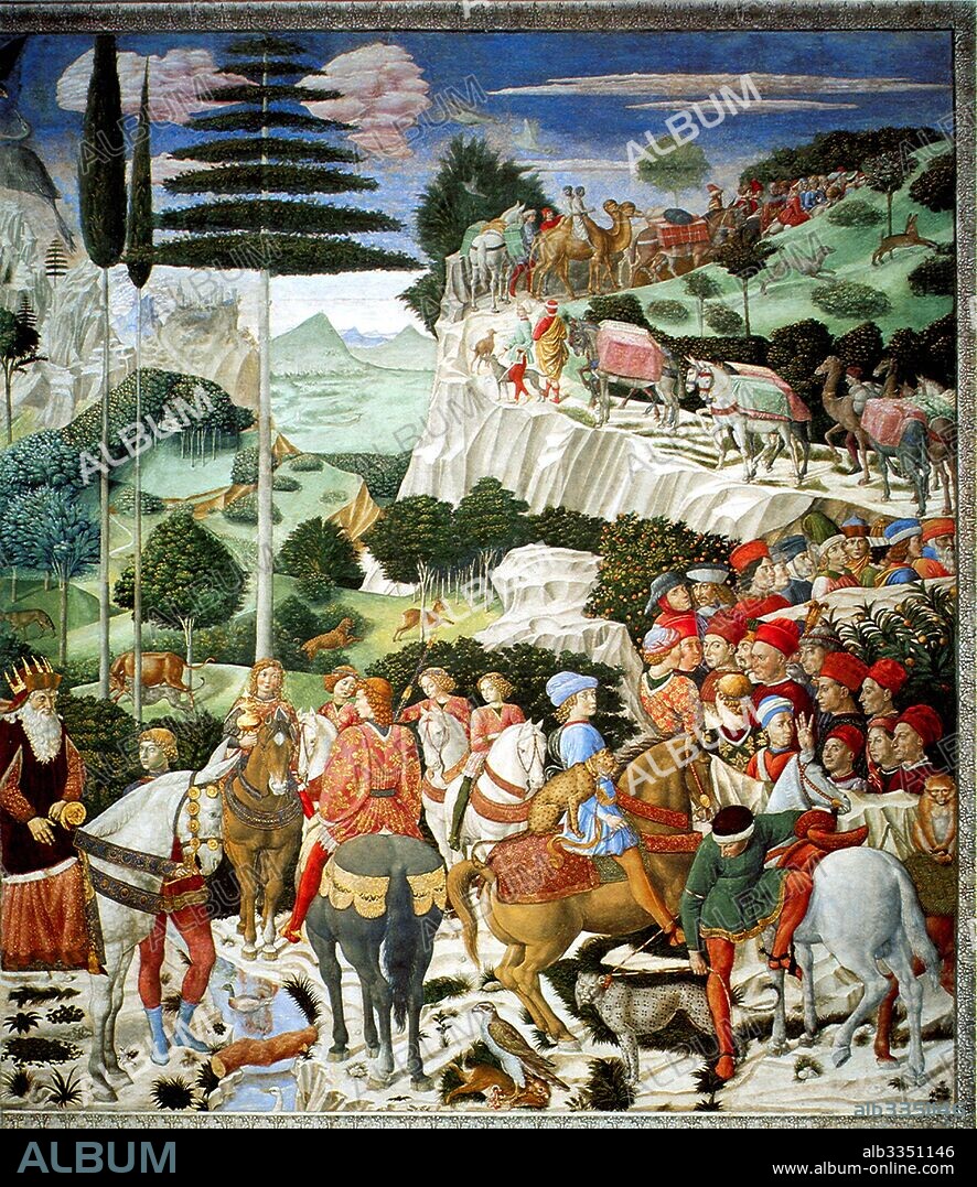 BENOZZO GOZZOLI. Three Wise Men. Procession of the Magus Melchior (Fresco from the Magi Chapel of the Palazzo Medici Riccardi).