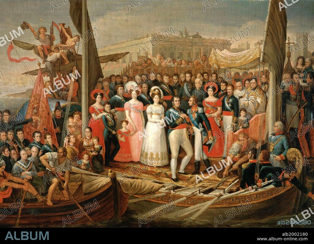 JOSÉ APARICIO. José Aparicio / 'The Boarding of Ferdinand VII in Puerto Santa Maria in October 1st, 1823', 1838, Oil on canvas, 110.5 x 142.7 cm.
