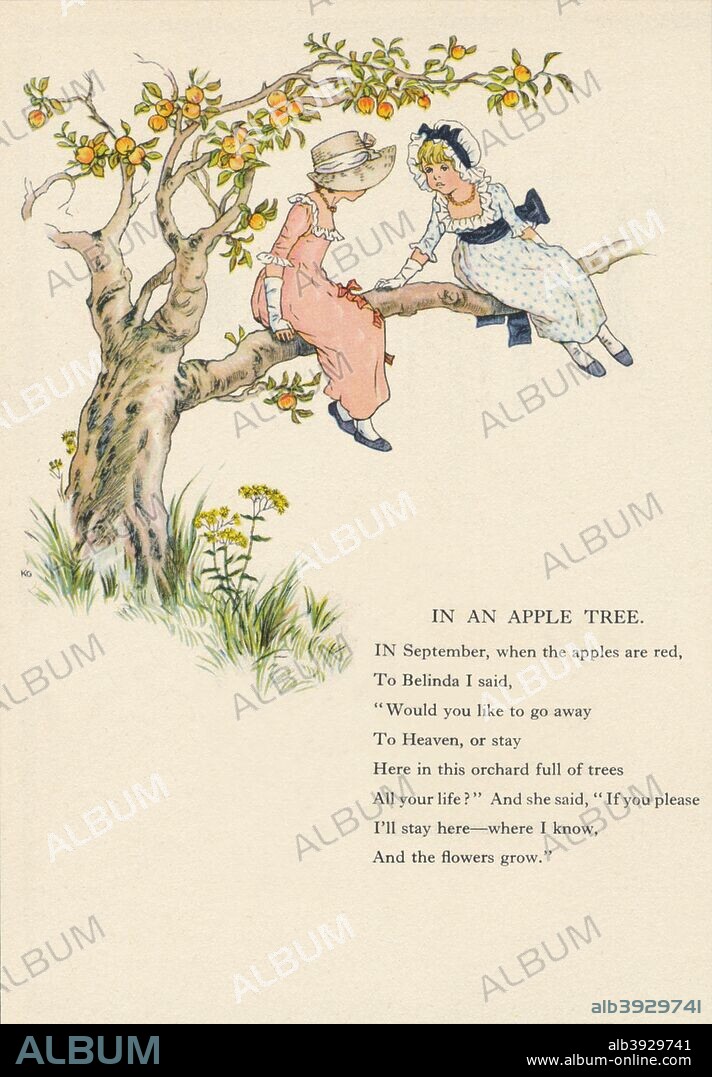 'Kate Greenaway's Marigold Garden', 1885, (1946). Marigold Garden: Pictures And Rhymes, 1885, contains nursery rhymes and illustrated tales by Catherine Greenaway (1846-1901) a popular 19th century childrens author and illustrator. From English Printed Books, by Francis Meynell. [Collins, London, 1946].