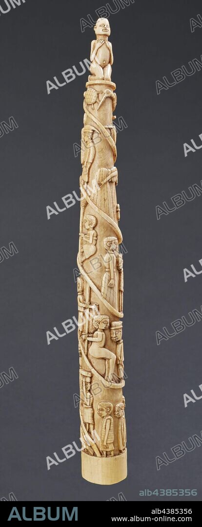 male figure, Mambila people, wood, pigment, 10-1/4 x 3-1/2 x 3-1/4 in., African Art.