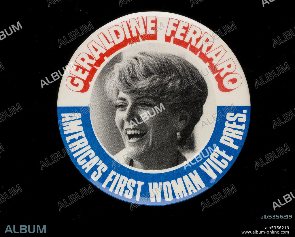 N. G. SLATER CORP. Geraldine Ferraro badge owned by Sally Ride, 1984. This Geraldine Ferraro campaign button was owned by Dr. Sally K. Ride. Ferraro was Walter Mondale's running mate on the Democratic ticket in the 1984 presidential election, and had she been elected, she would have been America's first woman Vice President. During her acceptance speech at the party convention, Ferraro cited Sally Ride's achievement as the first American woman in space as evidence that "change is in the air.".