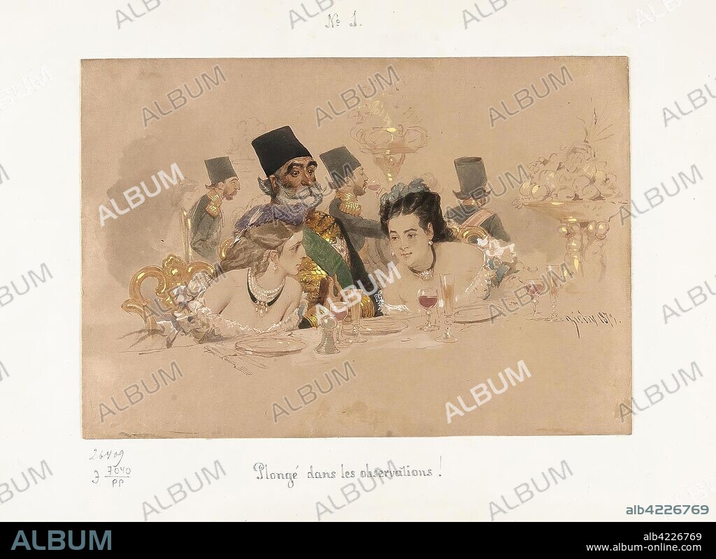 MIHALY VON ZICHY. 'The Courtier of the Persian Shah at the Imperial Reception ("Immersed in Contemplation! ")'. The Album  ?Der Besuch S.M. Des Schah von Persien in St Petersburg. 1873 ?. Russia, St Petetsburg, 1783. Dimensions: 18,8x27,0 cm.