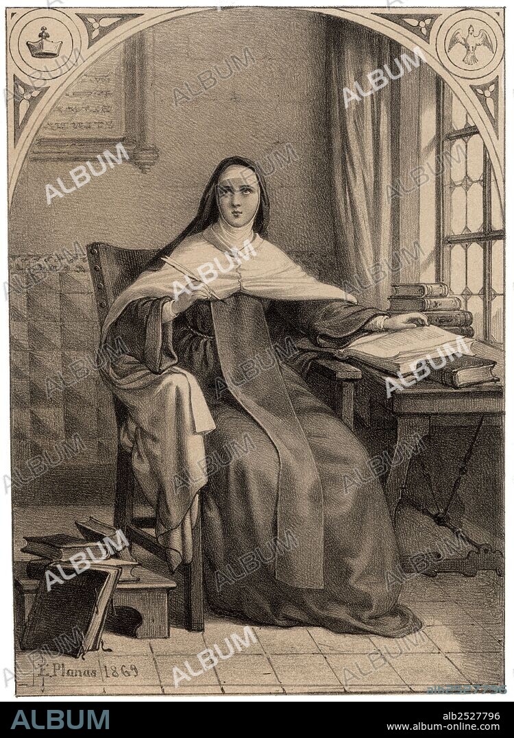 Santa Teresa de Jesús (1515-1582), reformadora de la orden de las Carmelitas. Dibujo de Eusebio Planas de 1869.