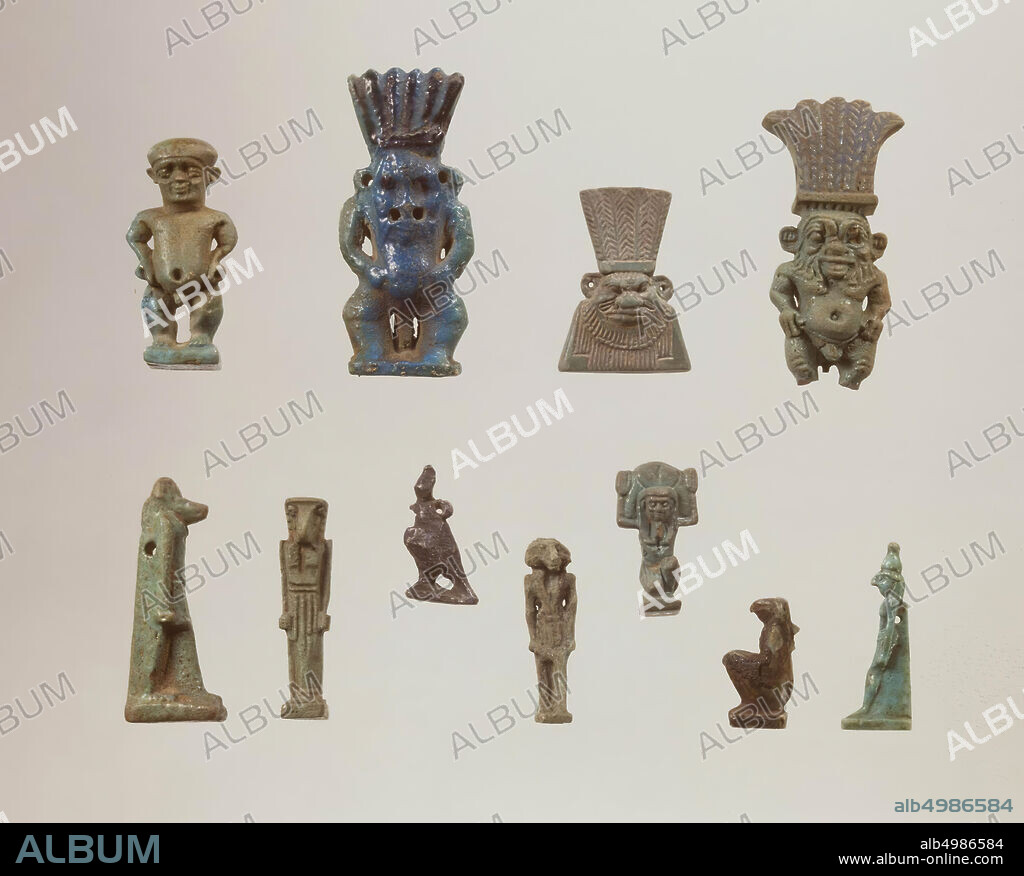 statue, Thoth, standing, ibiskop, amulet, god, faience, 4,8 cm, Egypt.