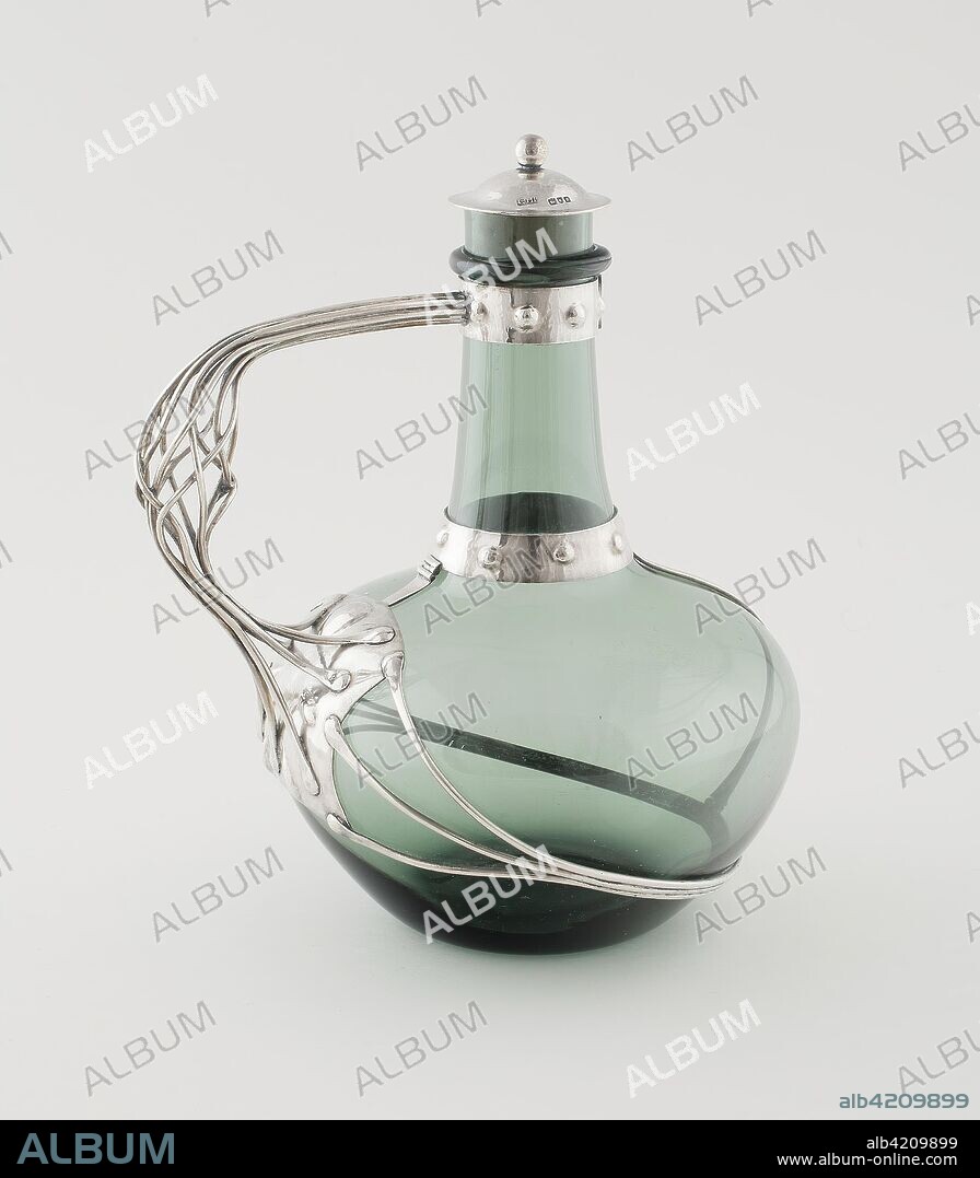 Decanter. Designed by Charles Robert Ashbee; English, 1863-1942; Silver made by the Guild of Handicraft Ltd.; England, 1888-1908; Glass made by James Powell and Sons, Whitefriars Glassworks; England, 1834-1962. Date: 1901. Dimensions: 20.3 × 16.8 cm (8 × 6 5/8 in.). Silver and glass. Origin: London.