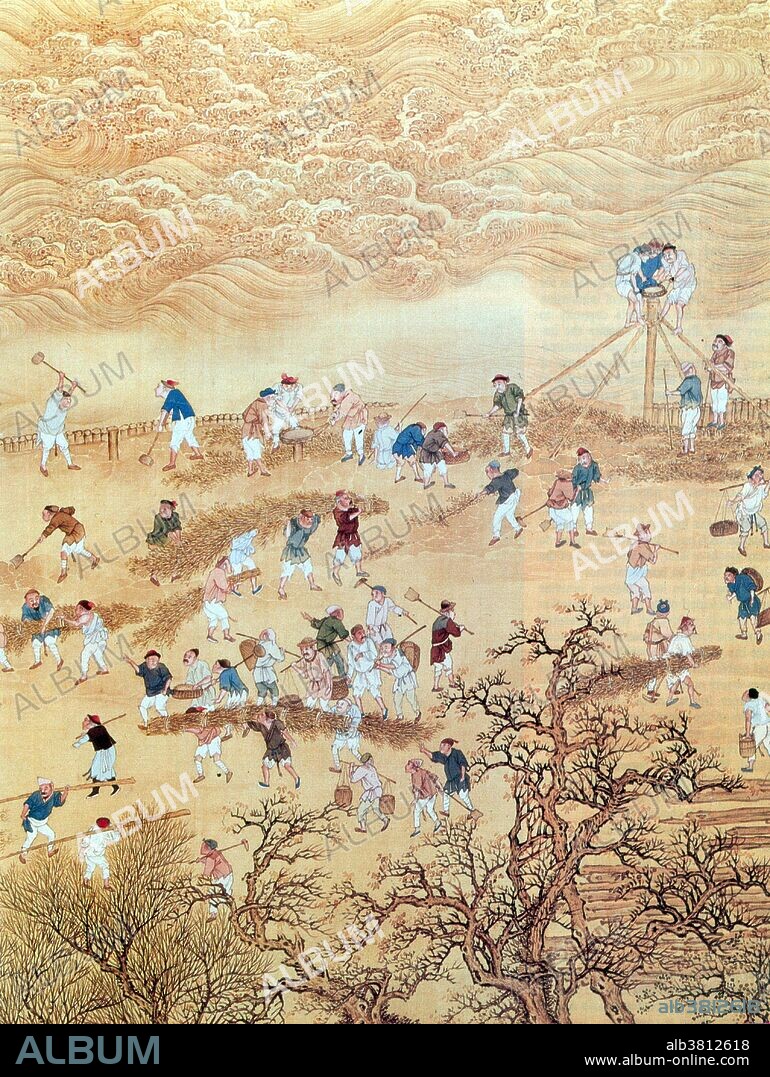 The Yellow River (or Huang He) is the second longest river in Asia after the Yangtze and the sixth longest in the world at the estimated length of 3,395 miles. The Yellow River is called "the cradle of Chinese civilization" and the most prosperous region in early Chinese history. However, frequent devastating floods and course changes produced by the continual elevation of the river bed, sometimes above the level of its surrounding fields has also earned it the names "China's Sorrow" and "Scourge of the Sons of Han". Of the top ten recorded flood disasters of the 20th century six occurred in China. The three deadliest involved the Yellow River. The 1931 flood (Yellow, Yangtze and Huai Rivers) killed an estimated between 2,500,000 - 3,700,000 killed. Originally captioned: Wang Hui, 17th century.