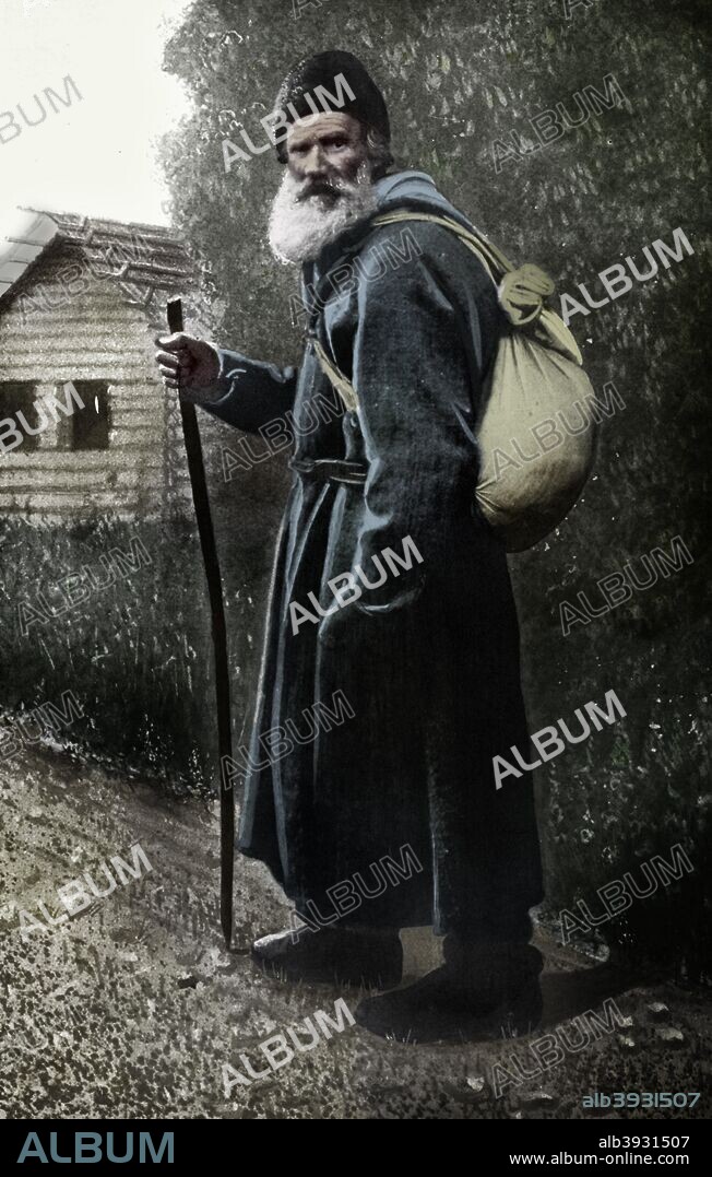 Leo Tolstoy (1828-1910), Russian author and philosopher, 1926. As a fiction writer, Tolstoy is widely regarded as one of the greatest of all novelists, particularly noted for his masterpieces War and Peace and Anna Karenina. As a moral philosopher Tolstoy was notable for his ideas on non-violent resistance through works such as The Kingdom of God is Within You, which in turn influenced such twentieth-century figures as Gandhi and Martin Luther King, Jr. From An Outline of Christianity, The Story of Our Civilisation, volume 4: Christianity and Modern Thought, edited by RG Parsons and AS Peake, published by the Waverley Book Club (London, 1926). (Colorised black and white print).