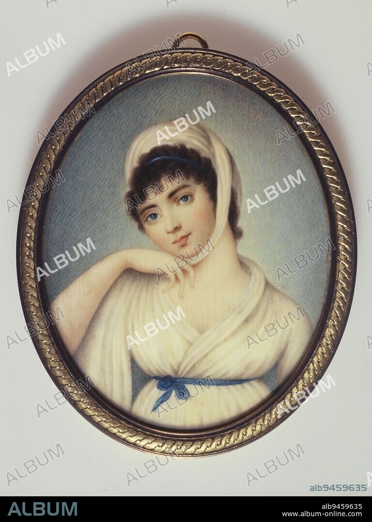 Young woman in white turban, Lami, G.-E., Painter, French school, Painter, About 1810, 19th century, Musée Cognacq-Jay, Level 3, Room 13, Painting, Miniature, Watercolor, Gouache, Ivory, Copper, Height: 8.8 cm, Width: 7 cm.