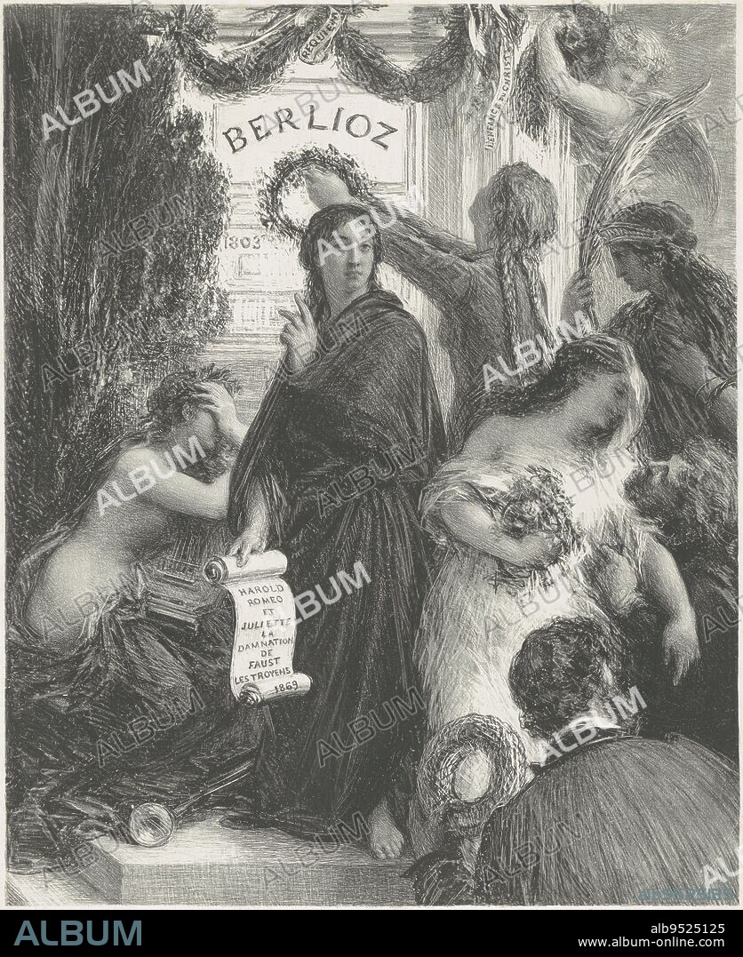 Poster music Hector Berlioz l'Anniversaire. H.J. Is in between 1st and 2nd state, not with Hédiard., print maker: Henri Fantin-Latour, France, 1846 - 1904, paper.