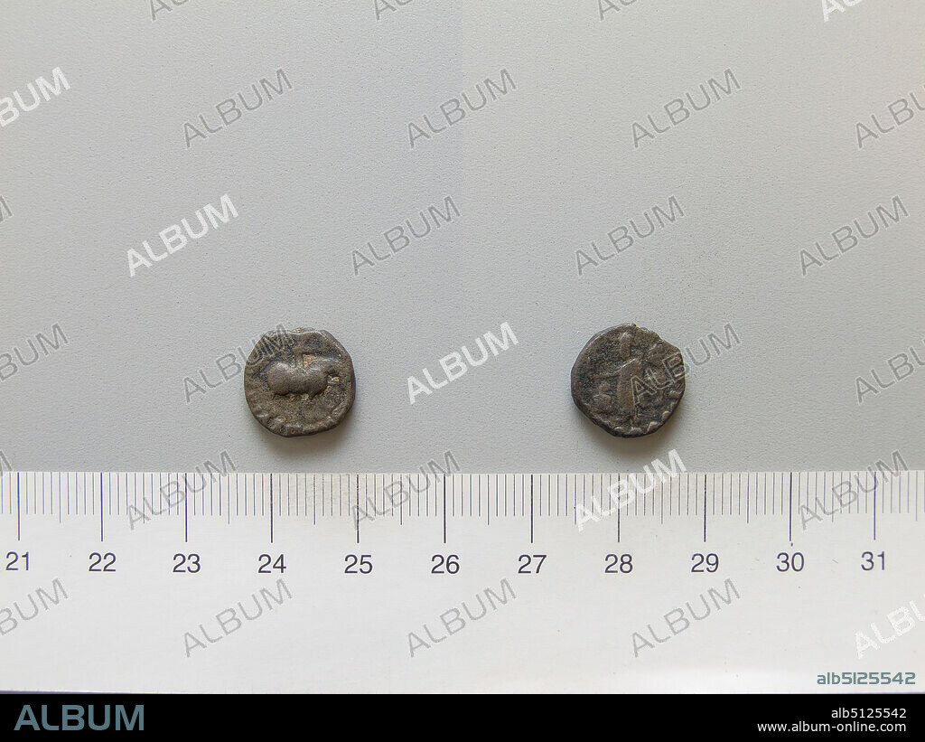 Ruler: Azes I, ca. 57-35 B.C.Mint: Bactria, Coin of Azes I from Bactria, ca. 5735 B.C., Copper, 2.14 g, 12:00, 13.3 mm, Made in Bactria, Greek, 1st century B.C., Numismatics.