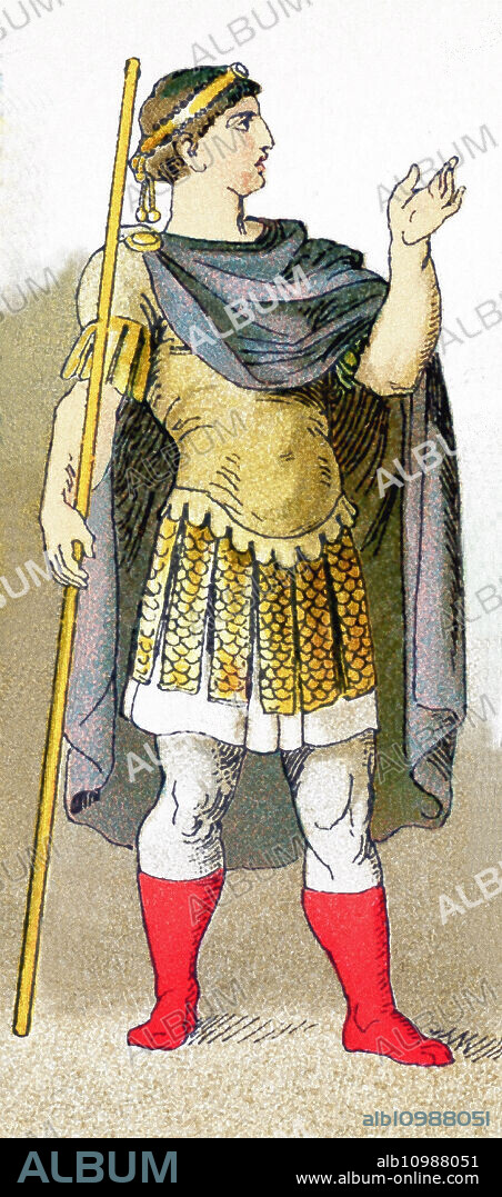 Justinian I (483-565) ruled as Byzantine emperor from 527 to 565. His reign was the rebirth of imperial greatness. His generals recovered Africa from the Vandals and Italy from the Ostrogoths. He had the church of the Hagia Sophia built. He called the Second Council of Constantinople in 553. The illustration dates to 1882.