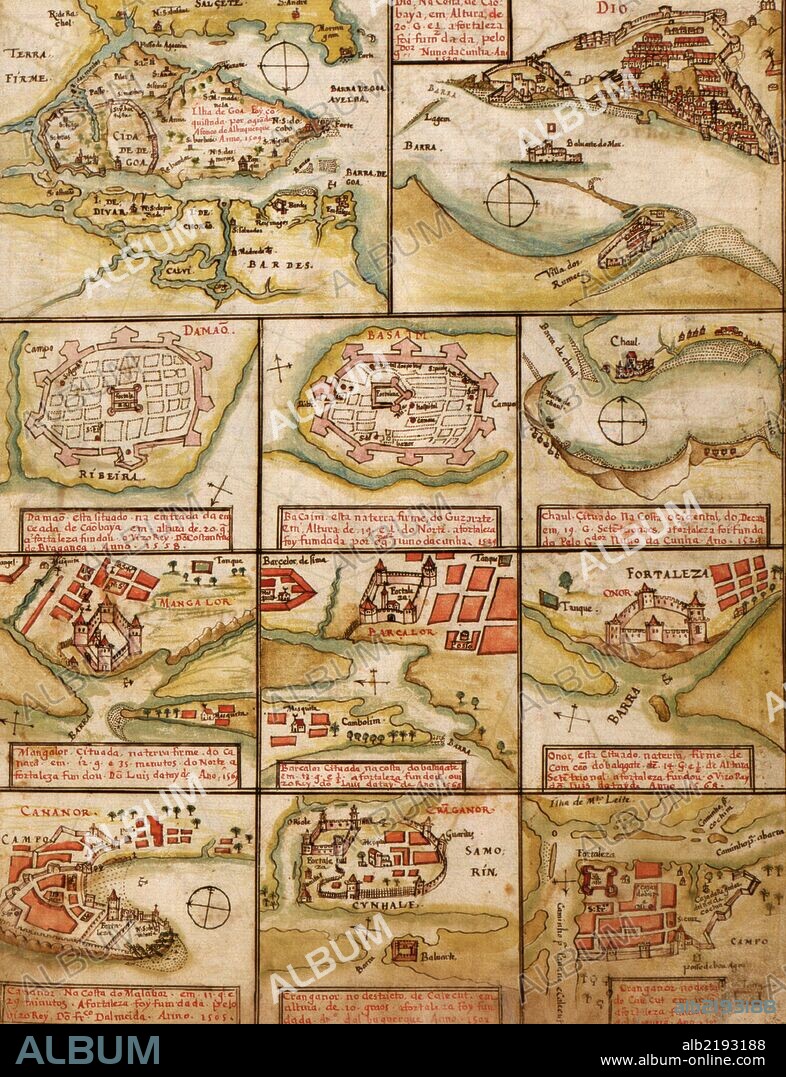 Fortified Cities on the Coast of Africa & India - 1630.