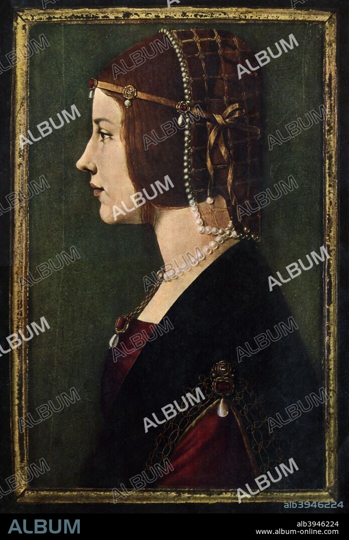 Beatrice d'Este (1475-1497), c1490. Beatrice d'Este was the duchess of Milan and one of the most beautiful and accomplished princesses of the Italian Renaissance.