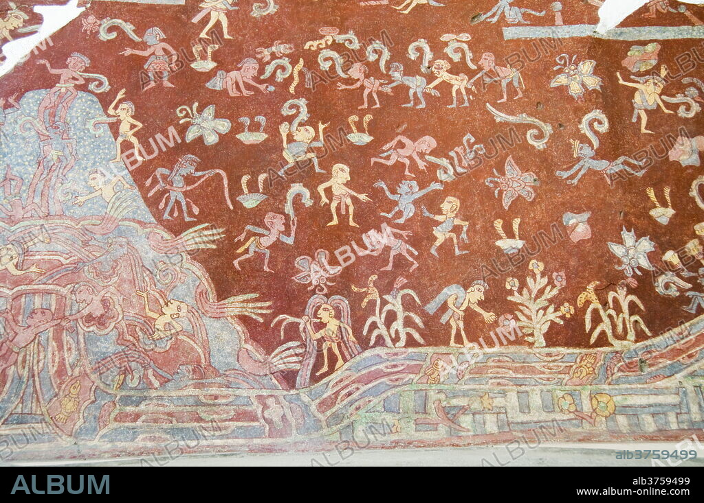 Murals, Teotihuacan, 150AD to 600AD and later used by the Aztecs, UNESCO World Heritage Site, north of Mexico City, Mexico, North America.