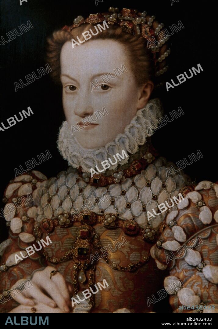 ARTE BARROCO-MANIERISTA. FRANCIA. CLOVET, François, también llamado Janet (Tours, antes de 1520-París,1572). Pintor, dibujante y miniaturista francés. "ELISABETH DE AUSTRIA". Museo del Louvre. París.