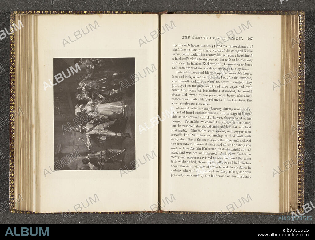 Photoreproduction of a print after a painting by Francis Wheatley, depicting a scene from The Tamed Shrew by William Shakespeare, The Taming of the Shrew, Act II. Scene 2, maker: anonymous, anonymous, c. 1873 - in or before 1883, paper, height 86 mm × width 119 mm.