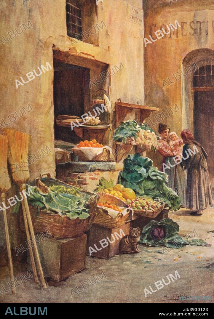 'The Green-grocer shop', c1910, (1912). From An Artist in the Riviera by Walter Tyndale, R.I. [Hutchinson & Co, London, 1912].