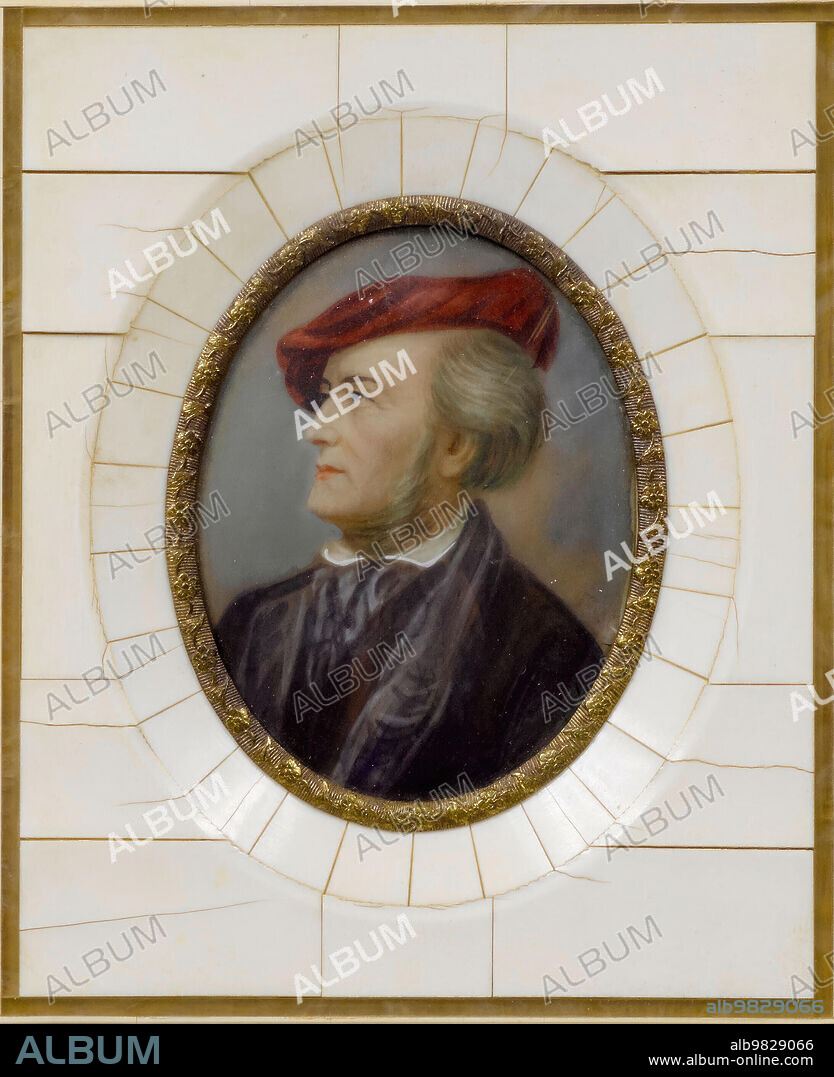 MINIATURE PORTRAIT OF RICHARD WAGNER,
after Stieler, 20th century.
Painting on ivory. Ivory frame.
8.5x6.5 cm.