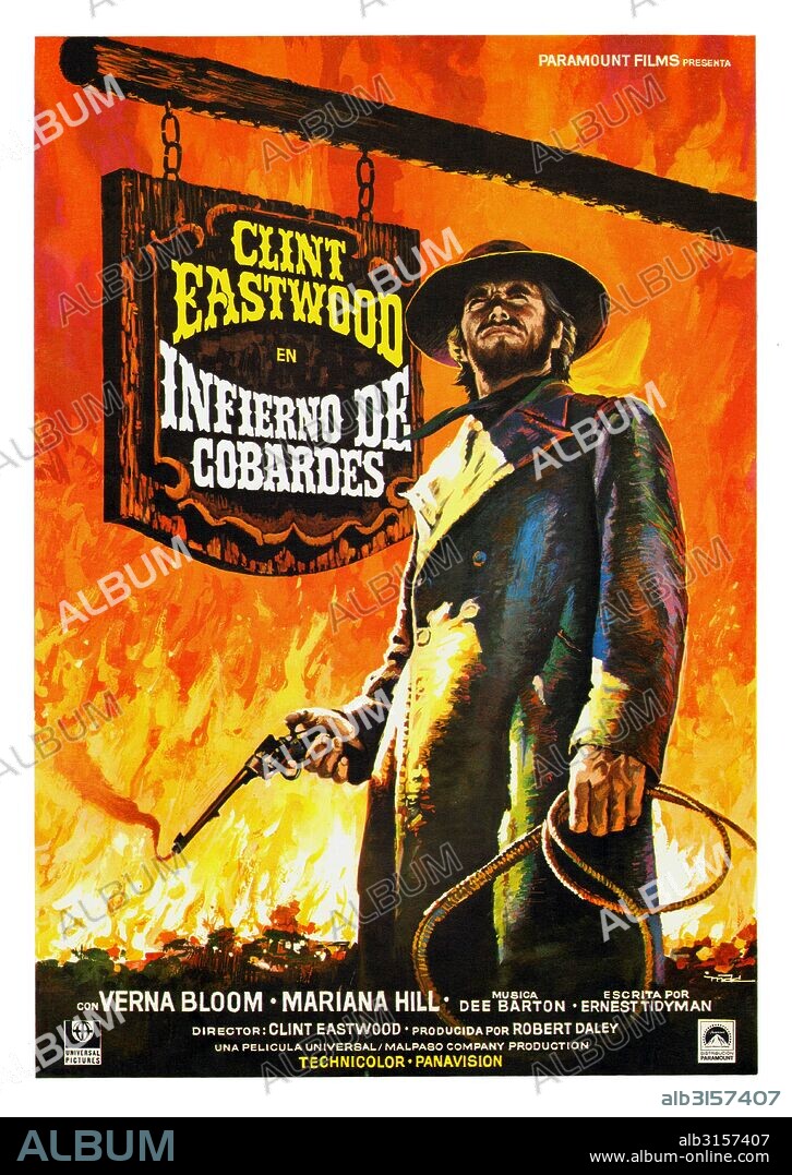 Poster de INFIERNO DE COBARDES, 1972 (HIGH PLAINS DRIFTER), dirigida por CLINT EASTWOOD. Copyright UNIVERSAL PICTURES.