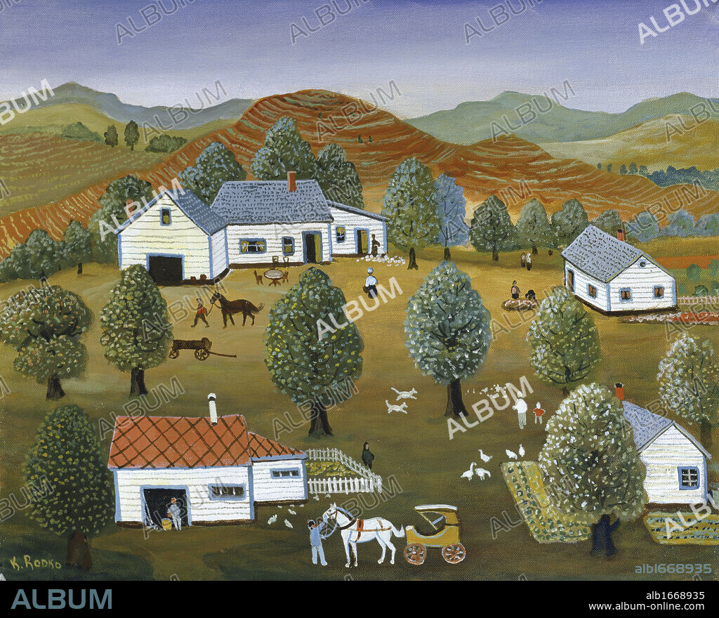 Sunday in the Village   Konstantin Rodko (1908-1995/Russian)  Oil on canvas.