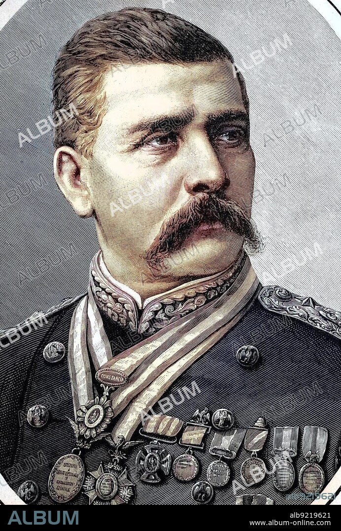 Jose de la Cruz Porfirio Díaz Mori (15 September 1830) (2 July 1915) was a Mexican general and politician, Historical, digitally restored reproduction from a 19th century original.