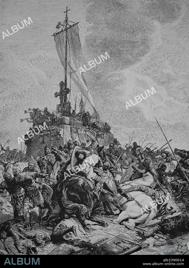 The battle near Legnano. The Battle of Legnano was fought on May 29, 1176, between the forces of the Holy Roman Empire, led by Emperor Frederick Barbarossa, and the Lombard League. The Imperial army suffered a major defeat, Woodcut from 1892.