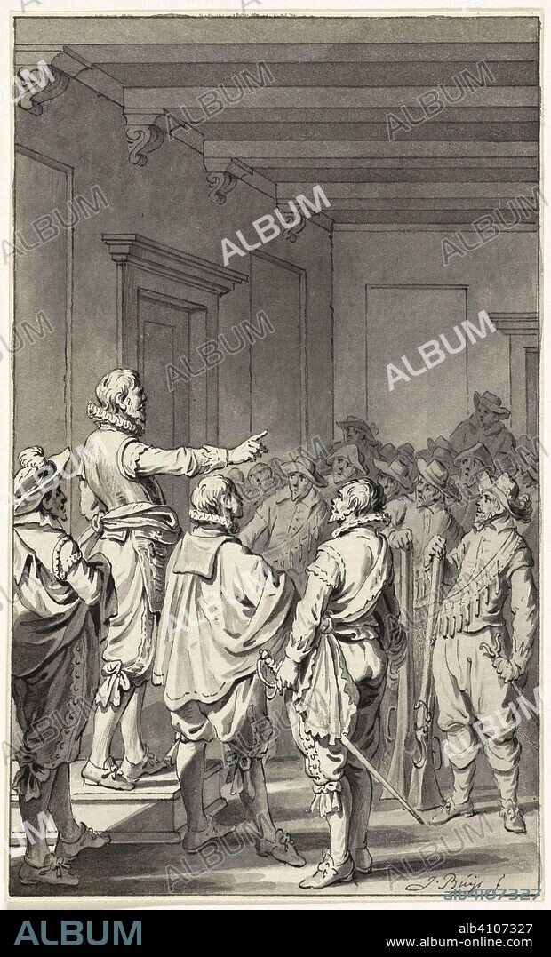Wigbold Ripperda addresses the citizens and the civic guardian of Haarlem, December 1572. Draughtsman: Jacobus Buys. Dating: 1793 - 1795. Measurements: h 150 mm × w 90 mm.
