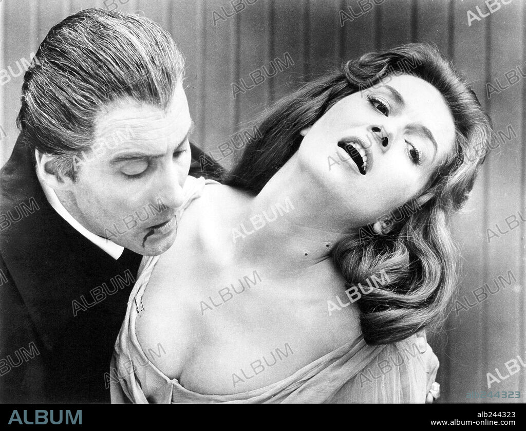 BARBARA SHELLEY and CHRISTOPHER LEE in DRACULA, PRINCE OF DARKNESS, 1966, directed by TERENCE FISHER. Copyright Hammer Films.