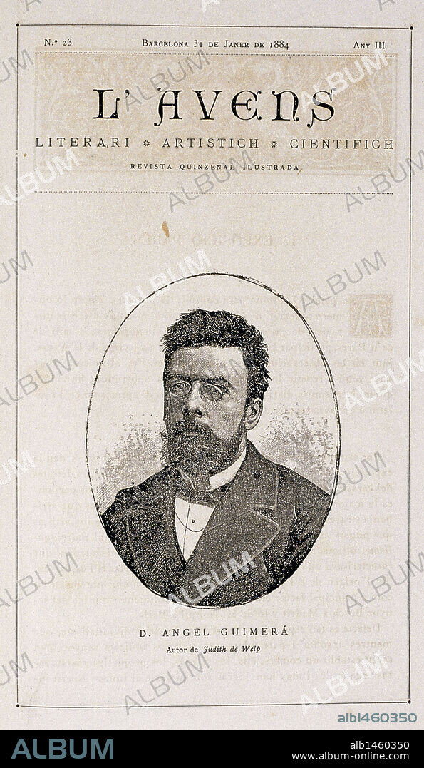 "L'AVENÇ". Revista literaria y artística catalana, fundada en Barcelona en 1881 por J. Massó i Torrents. PORTADA de un ejemplar del 31 de enero de 1884.