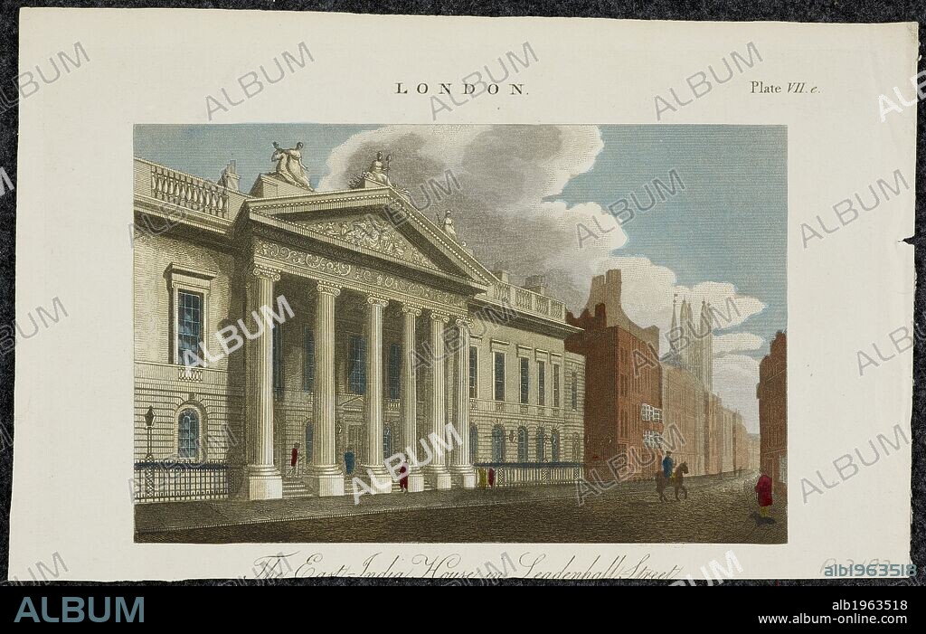 The East India Company headquarters. The East India House in London. London. East India House in Leadenhall Street in the City of London. Source: P2192. Language: english.