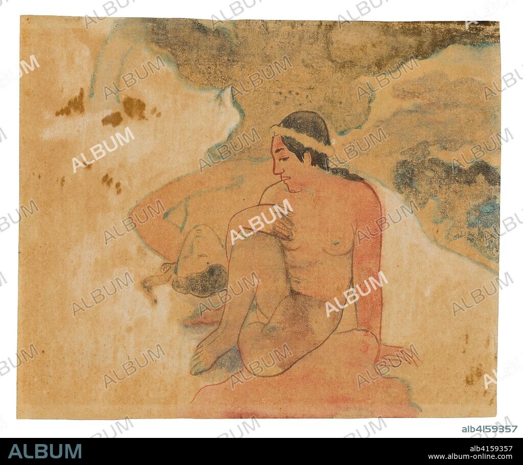 Aha oe feii? (What! Are You Jealous?). Paul Gauguin; French, 1848-1903. Date: 1894. Dimensions: 195 × 232 mm. Watercolor monotype from a glass matrix, with brush and white gouache, reddish-brown and black water color, on cream wove paper (an imitation Japanese vellum). Origin: France.