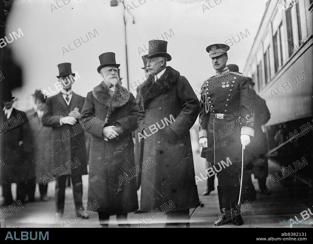 HARRIS & EWING. Ambassador James Bryce; Arthur, The Duke of Connaught; Maj. Butt, 1911. [Visit to the USA: James Bryce, ambassador to the United States; Prince Arthur of Connaught, son of Queen Victoria; Archibald Butt, US army officer and presidential aide. Butt died in the sinking of the British liner Titanic in 1912].
