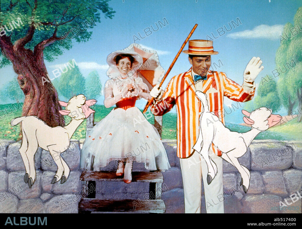 DICK VAN DYKE and JULIE ANDREWS in MARY POPPINS, 1964, directed by ROBERT STEVENSON. Copyright WALT DISNEY PRODUCTIONS.