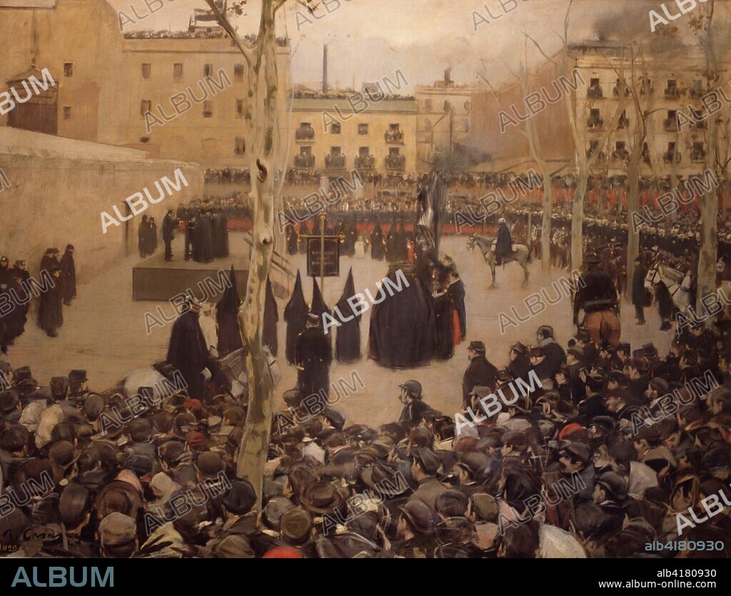 RAMON CASAS (1866-1932). CASAS Y CARBO, RAMON PINTOR ESPAÑOL. BARCELONA 1866-1932 "GARROTE VIL" OLEO DEL AÑO 1894 (REPRESENTA LA EJECUCION DE ANICETO PEINADOR EN BARCELONA EN LA EPOCA DE LA RESTAURACION MONARQUICA ) CENTRO DE ARTE REINA SOFIA. MADRID.