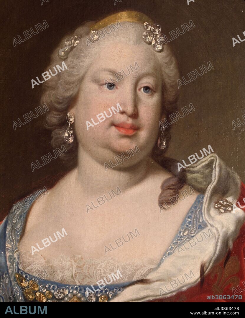 BARBARA DE BRAGANZA . REINA DE ESPAÑA , ESPOSA DE FERNANDO VI . 1711 - 1758. OLEO DE VAN LOO(DETALLE ). MUSEO ACADEMIA BELLAS ARTES DE SAN FERNANDO. MADRID. SFGP / © KORPA.