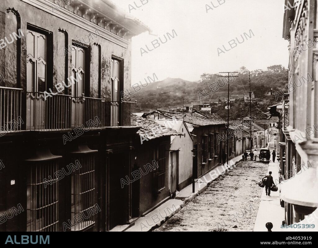 A street scene taken from a balcony in Caracas, Venezuela, 1897.