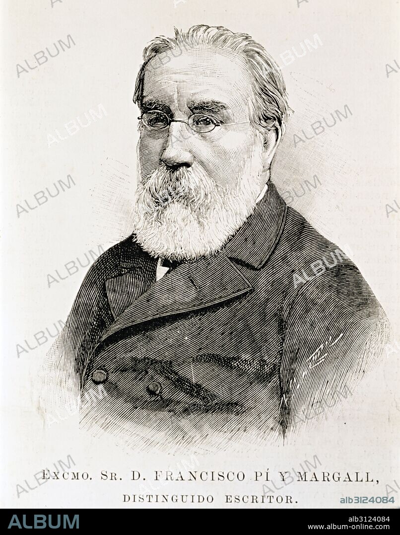 Retrato de Francisco Pi y Margall (1824-1901) Ilustr. Española y Americana.Político republicano.Ministro de Gobernación de la I Rep. Colección Particular, Madrid.