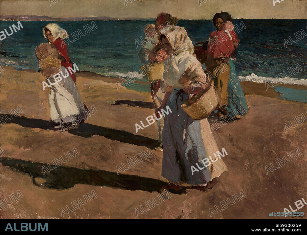 JOAQUIN SOROLLA. Joaquín Sorolla/Pescadoras valencianas, 1908. Óleo sobre lienzo, 126 x 123 cm.